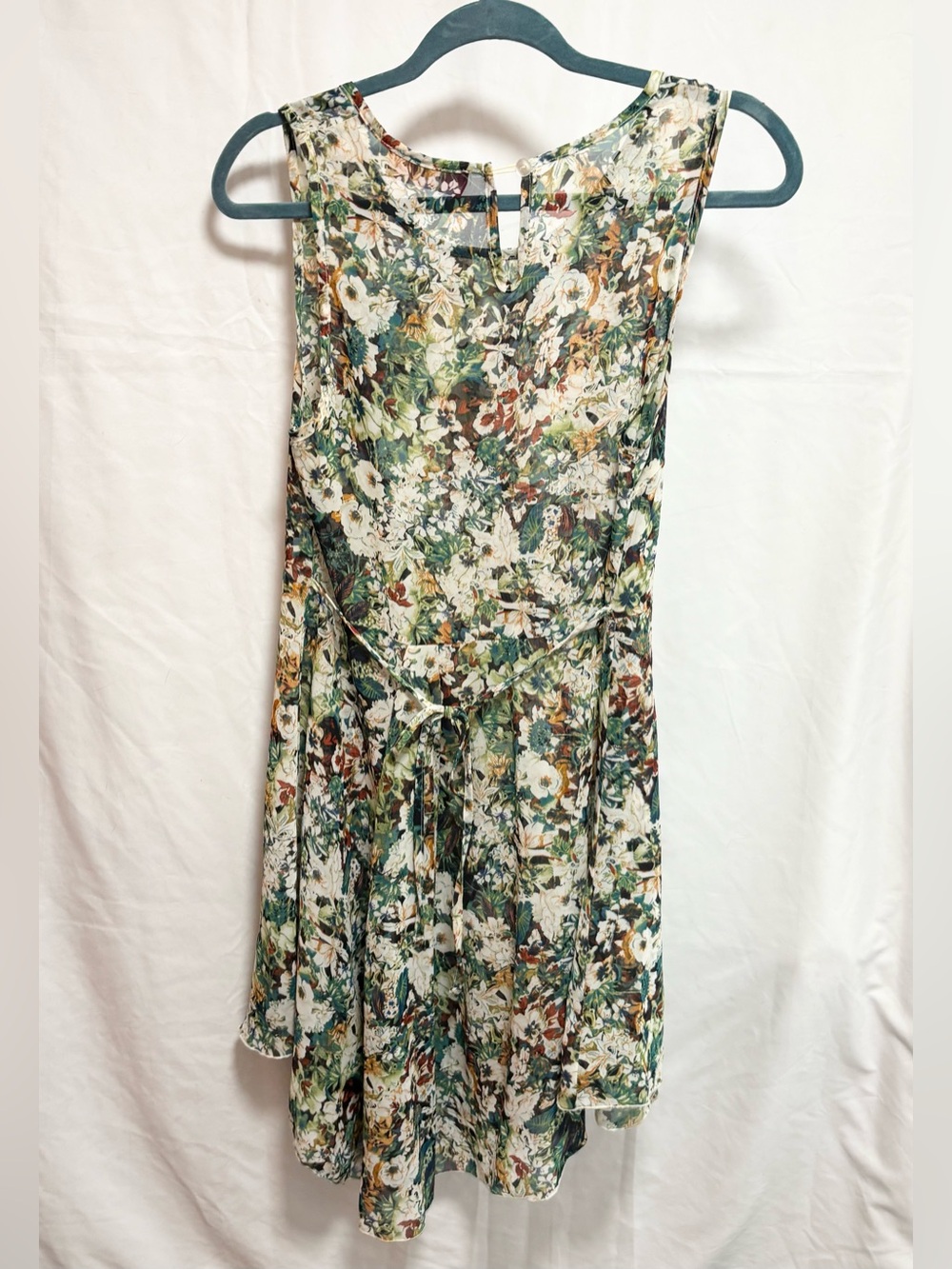 Pinkyotto Sleeveless Floral Mini Dress in Green Multi